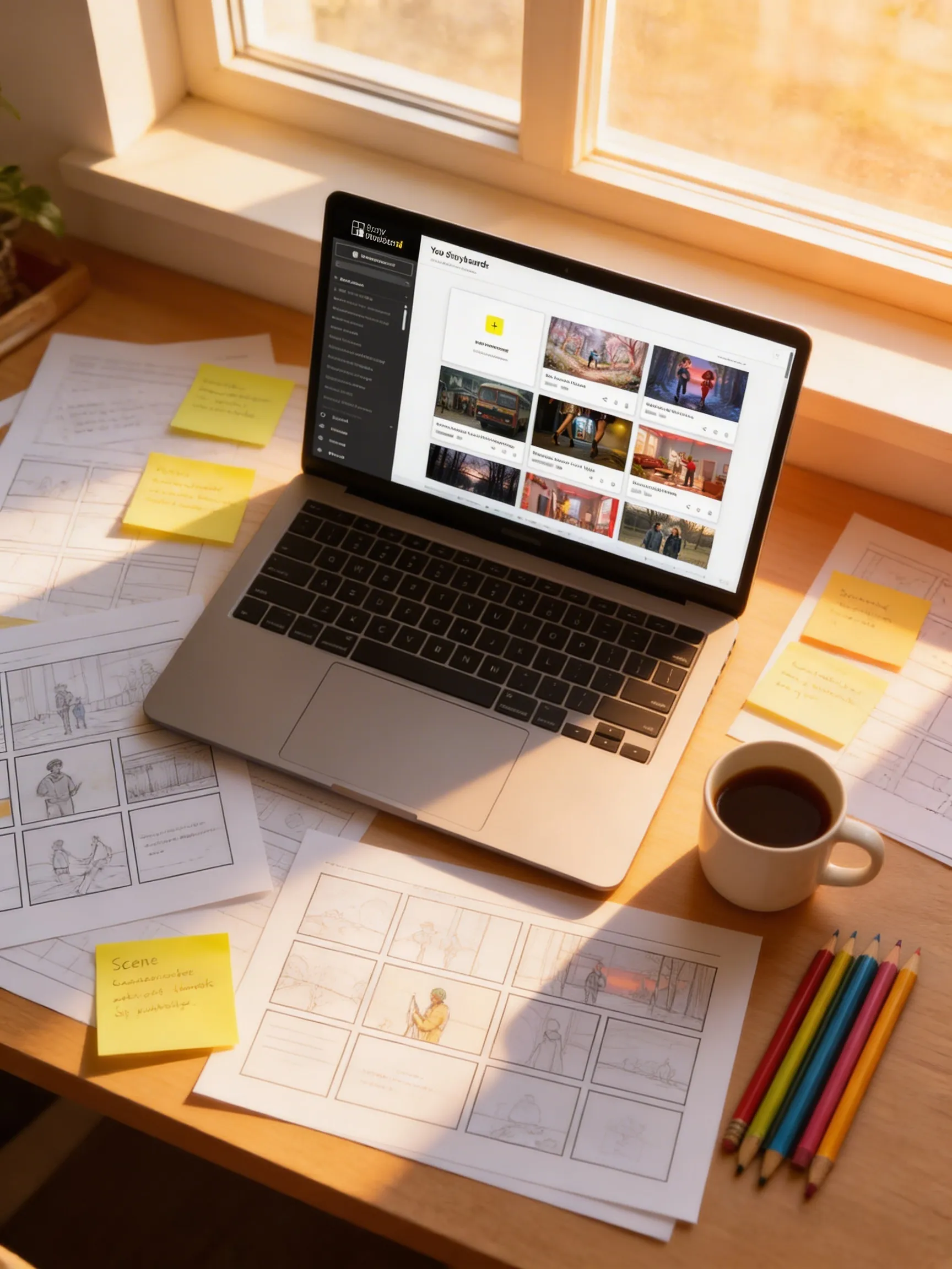 Storyboarder.ai workspace — AI storyboarding app interface