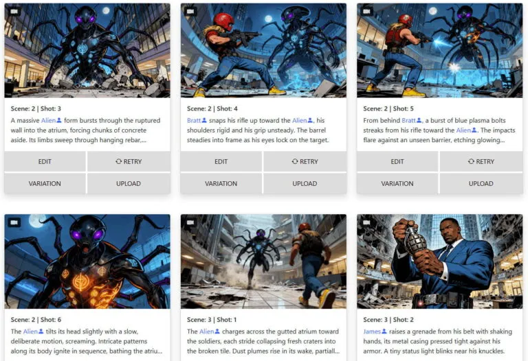 AI-generated storyboard example — cinematic scene