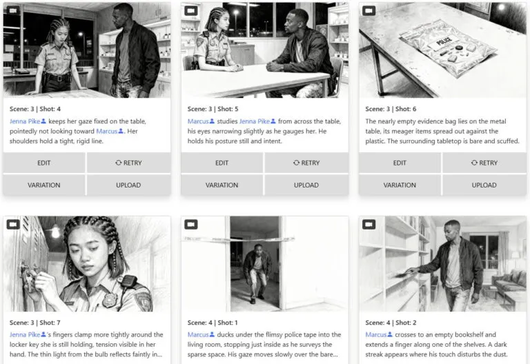 Storyboard creator — action sequence panel